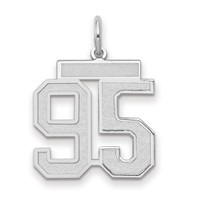 14K White Gold Medium Satin Number 95 Charm view 1