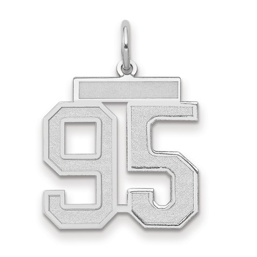 14K White Gold Medium Satin Number 95 Charm