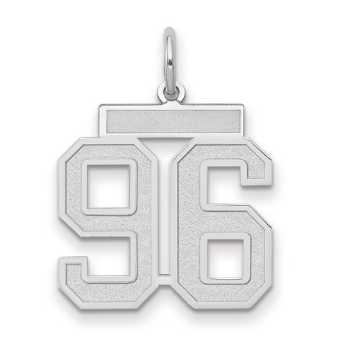 14K White Gold Medium Satin Number 96 Charm