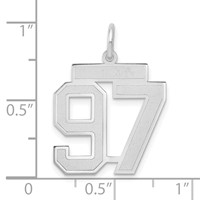 14K White Gold Medium Satin Number 97 Charm view 3