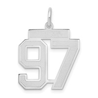 14K White Gold Medium Satin Number 97 Charm view 1