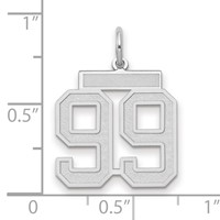 14K White Gold Medium Satin Number 99 Charm view 2