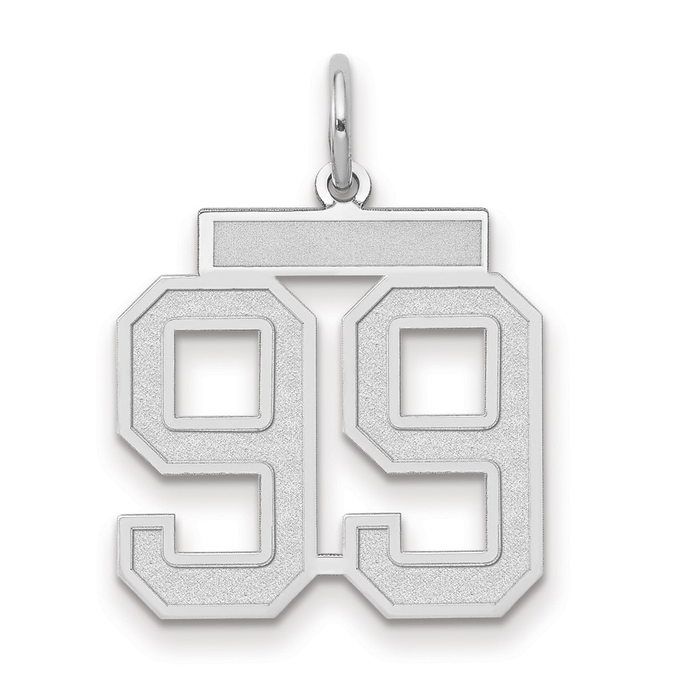14K White Gold Medium Satin Number 99 Charm