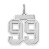 14K White Gold Medium Satin Number 99 Charm view 1
