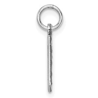 14K White Gold Small Brushed Diamond-cut Number 0 Charm view 2