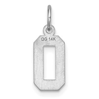 14K White Gold Small Brushed Diamond-cut Number 0 Charm view 4