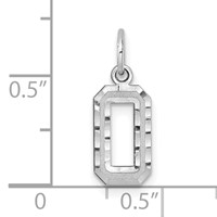 14K White Gold Small Brushed Diamond-cut Number 0 Charm view 3