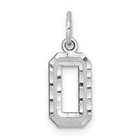 14K White Gold Small Brushed Diamond-cut Number 0 Charm view 1