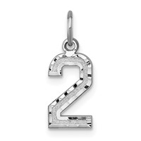 14K White Gold Small Brushed Diamond-cut Number 2 Charm view 1