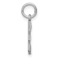 14K White Gold Small Brushed Diamond-cut Number 3 Charm view 2