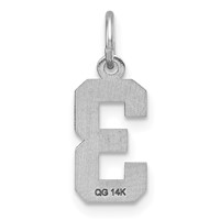 14K White Gold Small Brushed Diamond-cut Number 3 Charm view 4