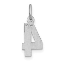 14K White Gold Small Brushed Diamond-cut Number 4 Charm view 4