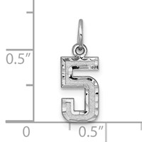 14K White Gold Small Brushed Diamond-cut Number 5 Charm view 3