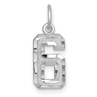 14K White Gold Small Brushed Diamond-cut Number 6 Charm view 1