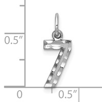 14K White Gold Small Brushed Diamond-cut Number 7 Charm view 3