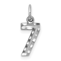 14K White Gold Small Brushed Diamond-cut Number 7 Charm view 1