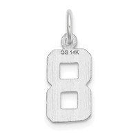 14K White Gold Small Brushed Diamond-cut Number 8 Charm view 4