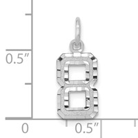 14K White Gold Small Brushed Diamond-cut Number 8 Charm view 3