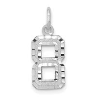 14K White Gold Small Brushed Diamond-cut Number 8 Charm view 1