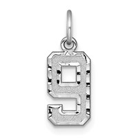 14K White Gold Small Brushed Diamond-cut Number 9 Charm view 1