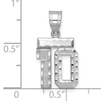 14K White Gold Small Brushed Diamond-cut Number 10 Charm view 2