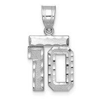 14K White Gold Small Brushed Diamond-cut Number 10 Charm view 1