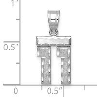 14K White Gold Small Brushed Diamond-cut Number 11 Charm view 2