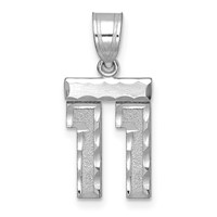 14K White Gold Small Brushed Diamond-cut Number 11 Charm view 1