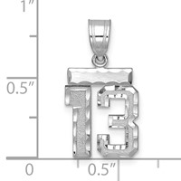 14K White Gold Small Brushed Diamond-cut Number 13 Charm view 2