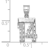 14kw Small Brushed Diamond-cut Number 14 Charm view 2