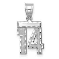 14kw Small Brushed Diamond-cut Number 14 Charm view 1