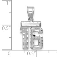 14K White Gold Small Brushed Diamond-cut Number 16 Charm view 2
