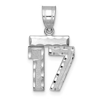 14K White Gold Small Brushed Diamond-cut Number 17 Charm view 1