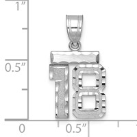 14K White Gold Small Brushed Diamond-cut Number 18 Charm view 2