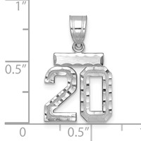 14K White Gold Small Brushed Diamond-cut Number 20 Charm view 2