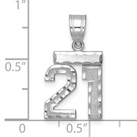 14K White Gold Small Brushed Diamond-cut Number 21 Charm view 2