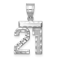 14K White Gold Small Brushed Diamond-cut Number 21 Charm view 1