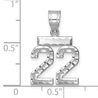 14K White Gold Small Brushed Diamond-cut Number 22 Charm view 2