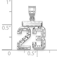 14K White Gold Small Brushed Diamond-cut Number 23 Charm view 2