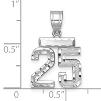 14K White Gold Small Brushed Diamond-cut Number 25 Charm view 2