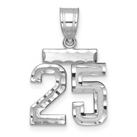 14K White Gold Small Brushed Diamond-cut Number 25 Charm view 1