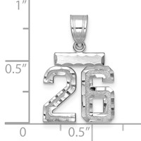 14K White Gold Small Brushed Diamond-cut Number 26 Charm view 2