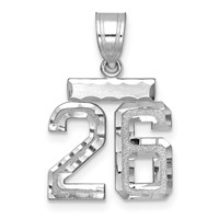 14K White Gold Small Brushed Diamond-cut Number 26 Charm view 1