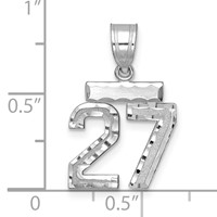 14K White Gold Small Brushed Diamond-cut Number 27 Charm view 2