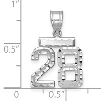 14K White Gold Small Brushed Diamond-cut Number 28 Charm view 2