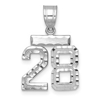 14K White Gold Small Brushed Diamond-cut Number 28 Charm view 1