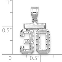 14kw Small Brushed Diamond-cut Number 30 Charm view 3