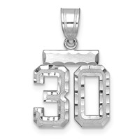 14kw Small Brushed Diamond-cut Number 30 Charm view 1