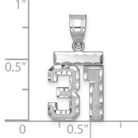 14K White Gold Small Brushed Diamond-cut Number 31 Charm view 2
