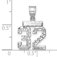 14K White Gold Small Brushed Diamond-cut Number 32 Charm view 3